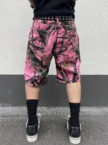 Manfinity EMRG Men's Branch Print Patch Pocket Bermuda Loose Denim Shorts - Multicolor - View 2