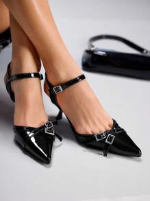 CUCCOO GRLICON Women's Y2K Punk Style High Heel Pumps, Suitable For Motorcycle, Cool Girl, Halloween, Christmas, Party Outfits - Black - View 4