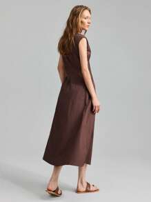 Ontre 2025 新款秋季女士优雅纯色束腰长裙（玫瑰色），适合优雅女性外出、商务休闲、度假、海滩、生日派对、教师制服、办公室穿着