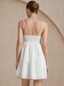 Aveloria Rosie Nuevo vestido corto para mujer de estilo francés, elegante y minimalista para vacaciones, con concha, bordado de precisión, volantes en el bajo y corte ceñido a la cintura
