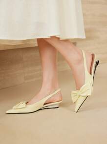 MOTF PREMIUM Décolleté con punta affusolata e decorazione a fiocco - Giallo - Visualizzare 3