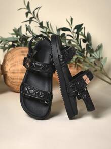 SHUZIA Hot Most Wanted Women's 3cm Platform Quilted Strap Black Sandals - Gold Accent & Puff Cushion Spring 2025 | Luxury Slides With Adjustable Buckle