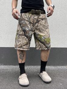 Manfinity EMRG Men's Casual Branch Print Denim Shorts For Summer - Multicolor - View 3