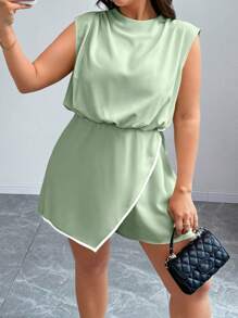 Calvaya Mono de estilo elegante de talla grande, de moda para el verano - verde menta - Ver 4