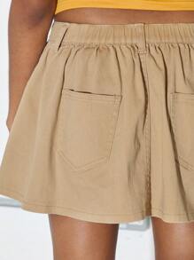 COUREZ Minifalda de tiro bajo con bolsillos traseros / Atuendos de verano para mujer / Atuendos para salir Y2K casual de calle de algodón vintage