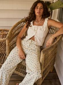 Aralina 优雅夏季服装蕾丝领口纽扣前胸衣吊带背心