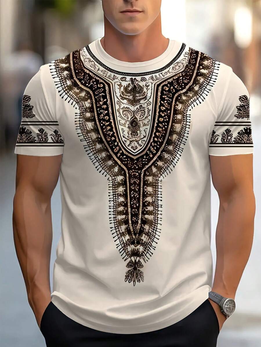 Manfinity Homme Áo thun nam cổ tròn tay ngắn, thời trang và phù hợp cho mùa hè Áo thun nam thường ngày - trắng - Xem 1