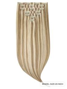 Seamless Clip Ins 7PCS PU liền mạch kẹp trong tóc người 100% tóc thật của con người 14-22 inch Balayage Ombre màu vàng da dệt Remy tóc nối 110G có kẹp - S16/22A - Xem 2