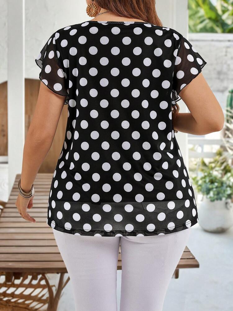 Plus Size Summer Casual Polka Dot Print Loose Fit Tunic Blouse For Summer Mother's Day Gifts For Mother Vacay Vibes Springbreak Casual Wear SS Bohemia