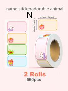 SHEIN 280pcs Cartoon Name Stickers, Colorful Label Stickers, Self-Adhesive Cube Stickers For Students Back To School Back To School