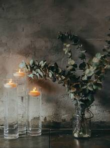 1套玻璃烛台漂浮烛台欧式情人节烛台适用于烛光晚餐、生日派对、酒店宴会、婚礼场景布置，可容纳漂浮蜡烛 - 無色 - 查看 5