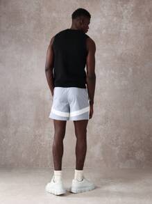 SUMWON Pantalones cortos deportivos de alto rendimiento de lujo con rayas en bloque, shorts de ejercicio de ocio de alta gama, pantalones cortos modernos para entrenamiento físico, cintura elástica, ropa deportiva de actividad física