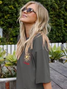 Aralina Buttery Soft Oversized Regular Length Graphic Cute Summer Tee Unisex Vacation Holiday Top