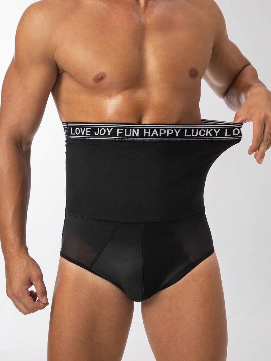 Men Waist Shaping Pants With Webbing, Mesh And Patchwork Design