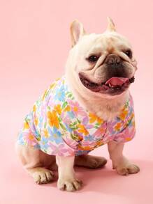 PETSIN 1 pieza Camisa con estampado floral lindo y elegante para mascotas perro, adecuado para todos los perros - Multicolor - Ver 4