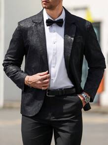 Manfinity Mode Men's Business/Commute Jacquard Suit Jacket Wedding Suits For Men Wedding Suit Men Groomsmen Suit