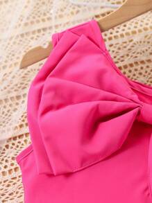 Elegantes 2 Stücke Set für große Mädchen mit Top mit großer Schleife und Skort mit Perlenverzierung, Rosa