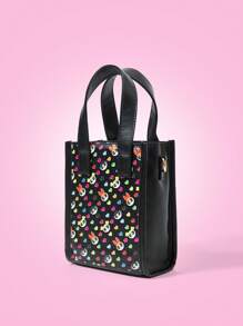 THE POWERPUFF GIRLS X SHEIN حقيبة يد وحقيبة كتف مع طبعات الزهور والفقاعات والزنبق للسيدات والأطفال
