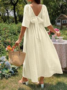 SHEIN Maternity Vacationing Casual Solid Color Textured Dress