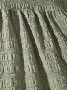 Sparklyn Twee Girl 粉色纹理面料舒适休闲宽松度假连衣裙 - 薄荷綠 - 查看 5