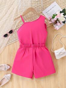 Elegantes 2 Stücke Set für große Mädchen mit Top mit großer Schleife und Skort mit Perlenverzierung, Rosa