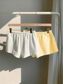 Comfortcana 2 chiếc quần short sọc vải lanh cho nữ - Nhiều màu - Xem 2