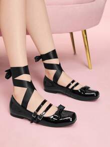 CUCCOO DOLLMOD Women's Solid Color Simple Fashion Casual Flats For Daily Wear - Black - View 5