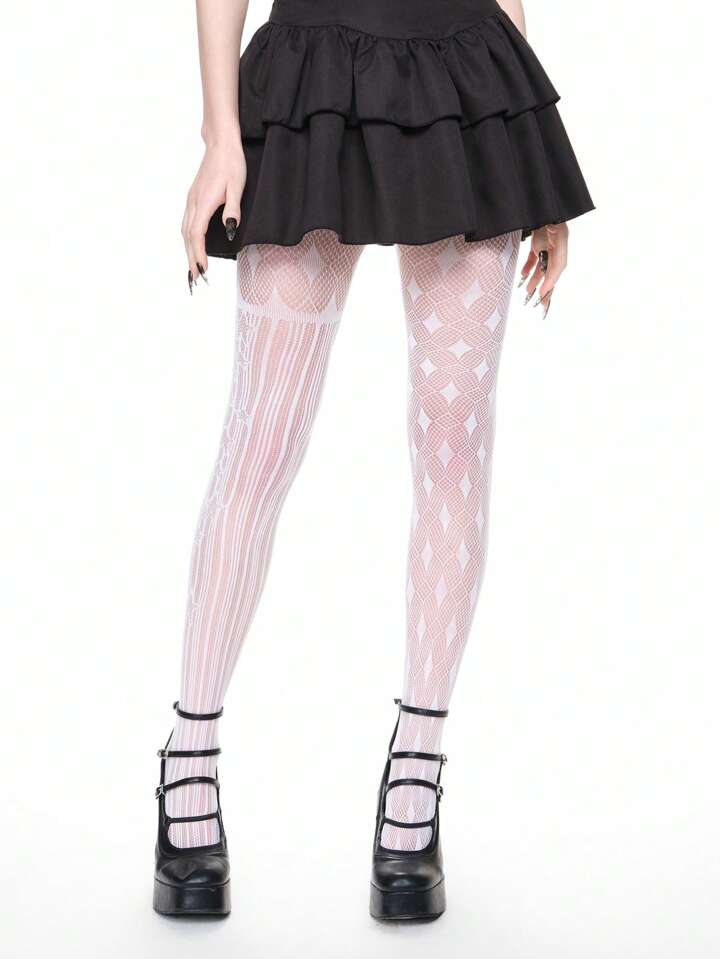 Our Kawaii 1 Pair Asymmetrical Hollow Star Fishnet Stockings, Sexy Sheer White  Tights, Ultra-Thin Elastic See-Through Leggings is such a vibe