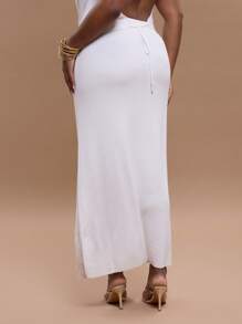 MUSERA Plus Low Rise Knit Fitted Maxi Skirt Graduation Sexy Cute Elegant Holiday Autumn Winter Fall