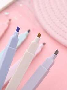 SHEIN 6支装软头荧光笔浅色卡哇伊马克笔DIY相册日记荧光笔学生文具多色涂鸦荧光笔软头手账重点马克笔莫兰迪色返校