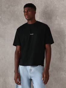 SUMWON 街头文化阿拉伯文字 T 恤超大时尚都市休闲夏季图形印花阿拉伯书法文字 T 恤男女通用街头风格节日服饰 - 黑色 - 查看 2