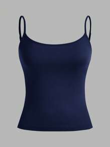 SHEIN EZwear 女士海军蓝、浅蓝和白色短款吊带背心，性感紧身，适合夏季 - 彩色 - 查看 7