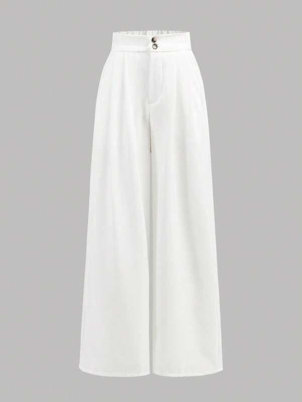 SHEIN Girlism Teen Girls' Woven Twill Side Pocket Casual Solid Color Pants