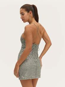 Nöista 灰色罗纹紧身迷你连衣裙时尚灰色紧身连衣裙适合日常休闲穿着或健身风格 - 淺灰色 - 查看 2