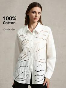 Briarwyn Áo sơ mi nữ dài tay trơn, kiểu dáng tối giản, phù hợp cho kỳ nghỉ hè, đi biển, công sở, dự tiệc cưới. - trắng - Xem 2