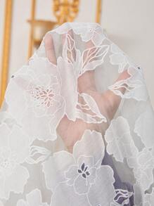 Loomaby Pregnant Women Floral Jacquard Mesh V-Neck Lantern Sleeve Elegant Maternity Dress Baby Shower Maternity  Maxi Dresses Classy Outfits Fairycore