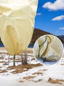 1pc Heavy-Duty Plant Frost Blanket With Zipper & Drawstring - 4.5oz Non-Woven Polypropylene Freeze Protection Cover For Trees & Shrubs -6°C Cold Wind Pest Animal Defense Reusable Beige Frost Cloth For Potted Plants, Fruit Trees, Garden Beds