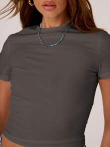 MUSERA Weicher Jersey Kurzarm anliegender T-Shirt Lässig Sommer Frühling Urlaub Flughafen Bequem Süß Herbst