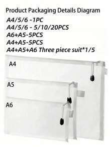1/5 Stücke transparente Aktentaschen in drei Größen, A4/A5/A6 Aktentaschen Set, Reißverschluss Aktentaschen, multifunktionale transparente Mesh Aufbewahrungstasche für Dokumente, Zertifikate, Pässe, Malfarben, Stifte, transparente Federtasche, weiße Mesh Make-up Tasche, Puzzle Spielzeug Sortier Tasche, geeignet für Büro, Schule, Zuhause, Reisen