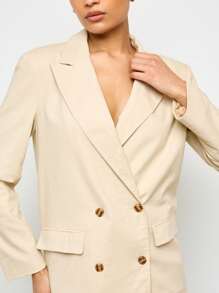 AiiRZ Elegant Double Breasted Blazer With Triangle Back Cutout Business Professional Office Party Evening Formal Jacket Fall Winter Spring - Khaki - View 4