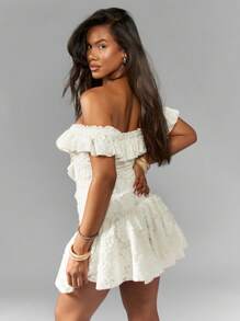 MISSGUIDED Textured Devore Ruffle Mini Dress Cute Sundress Dresses For Wedding Event