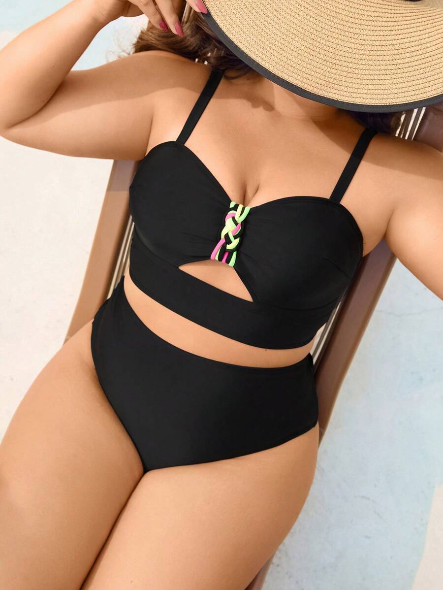 Swim Lushoire Set Baju Renang Santai & Liburan Musim Panas untuk Wanita Ukuran Besar untuk Liburan Pantai - MultiWarna - View 1