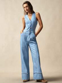 Bohemela Pantalones con peto vaqueros y mono casuales de vacaciones para mujer