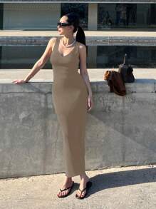 DAZY Women V-Neck Wrap Long Sweater Dress, Spring/Summer Cruise Women Outfits