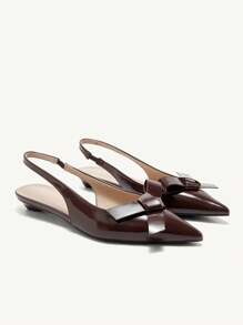 CUCCOO CHICEST Giày sandal da bóng mũi nhọn đính nơ thời trang mùa hè cho nữ, thanh lịch, ngọt ngào, thích hợp cho tiệc trà chiều, hẹn hò, trang phục công sở, đa năng - Cà phê nâu - Xem 9