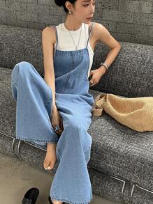 DAZY Women's Holiday Casual Denim Jumpsuit