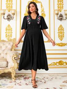SHEIN Maternity Short Sleeve Dress, Fashionable For Summer  Elegant Dresses For Women Maternity Dresses For Women  Flowy Dress  Summer