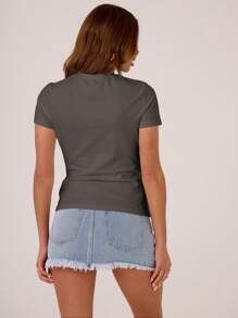 MUSERA Weicher Jersey Kurzarm anliegender T-Shirt Lässig Sommer Frühling Urlaub Flughafen Bequem Süß Herbst