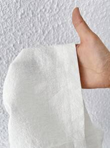 SHEIN PETITE Quần trắng ống rộng họa tiết đơn giản cho nữ - trắng - Xem 9