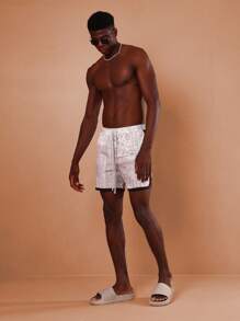 SUMWON Designer Beach Shorts Bandana Paisley Print Athletic Swimming Trunks Vacation Resort Pool Summer Sportswear Active Wear Surf Board Beach Wear Holiday - Grey - View 3